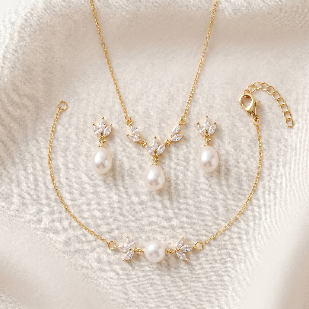 Pearl CZ Drop Earrings