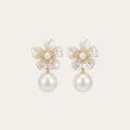 Floral Pearl Drop Earrings | Gold Bridal Jewelry