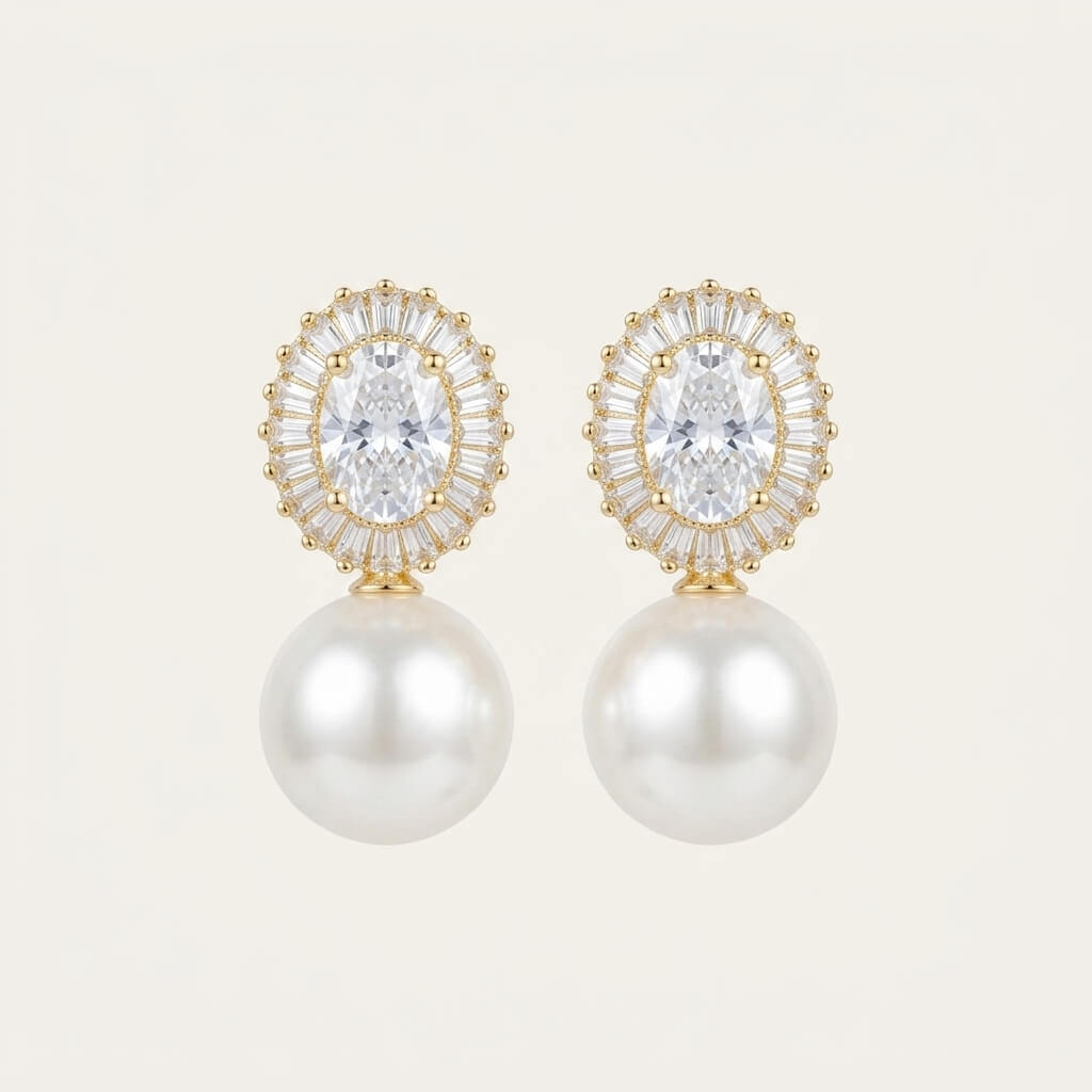 Natural Pearl Drop Earrings in 18K Gold Plated