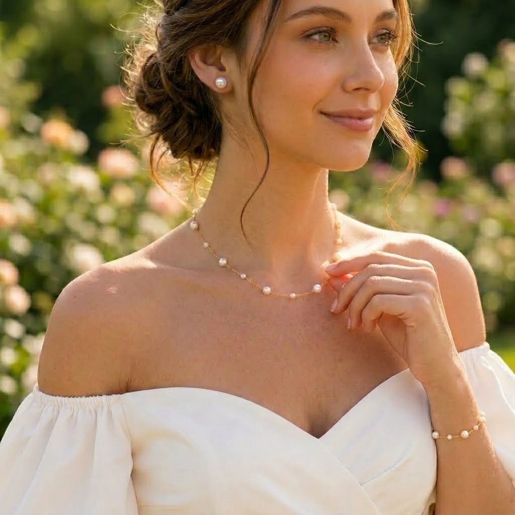 Freshwater Pearl Chain Necklace in Sterling Silver