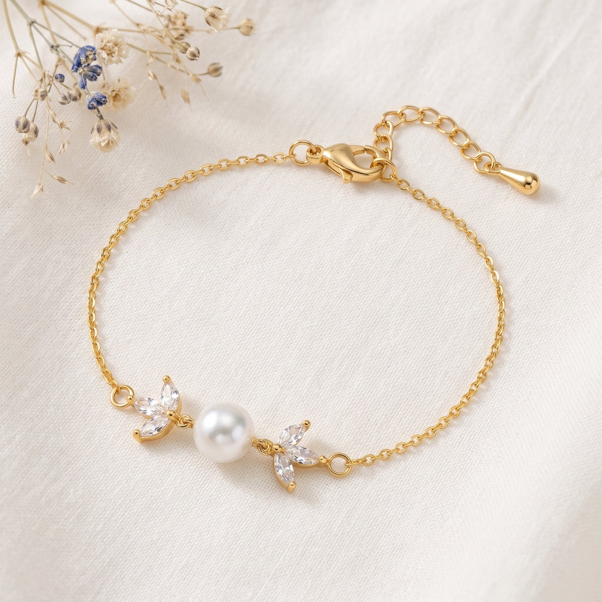 Freshwater Pearl & CZ Bracelet in Sterling Silver