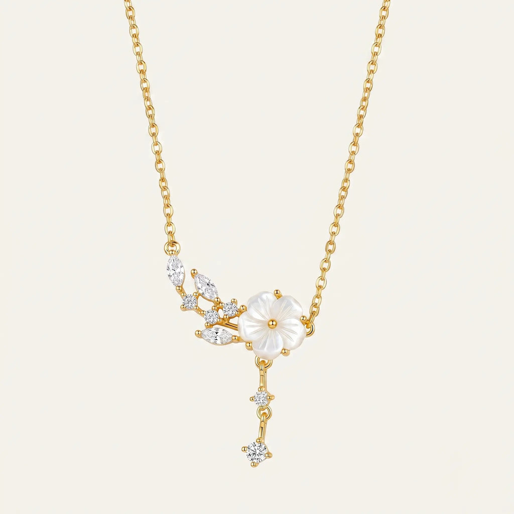 Floral CZ Drop Necklace