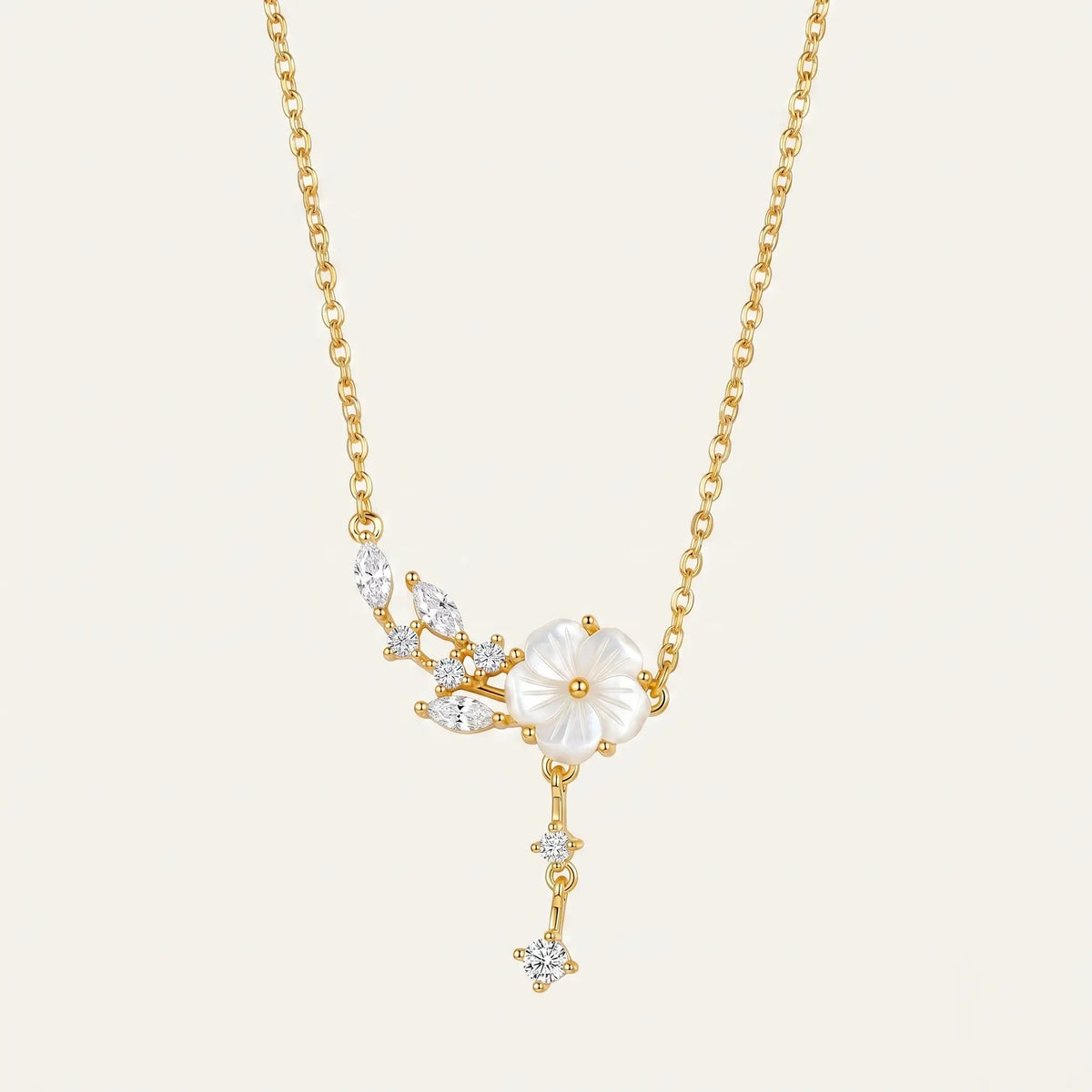 Floral CZ Drop Necklace