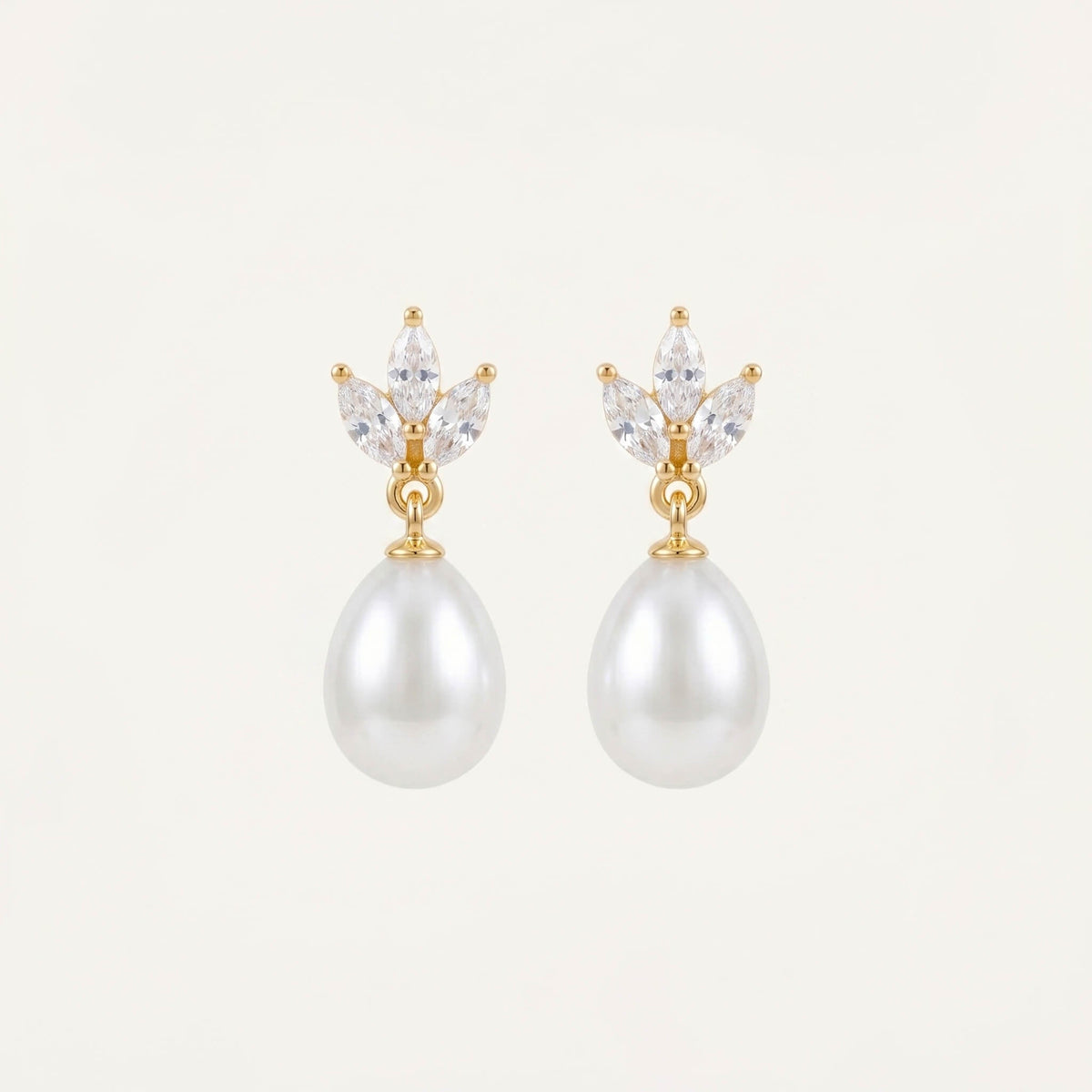 Pearl CZ Drop Earrings