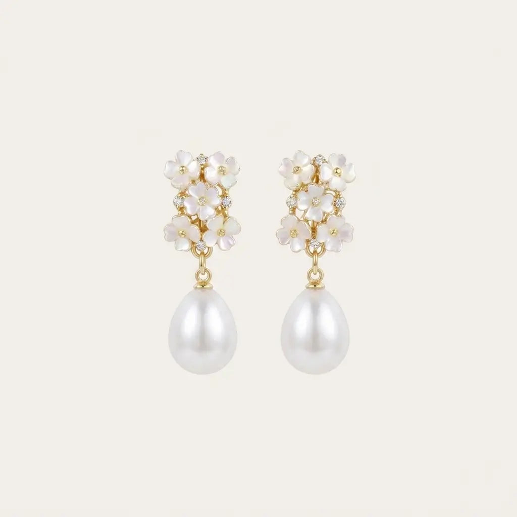 Floral Pearl Drop Earrings
