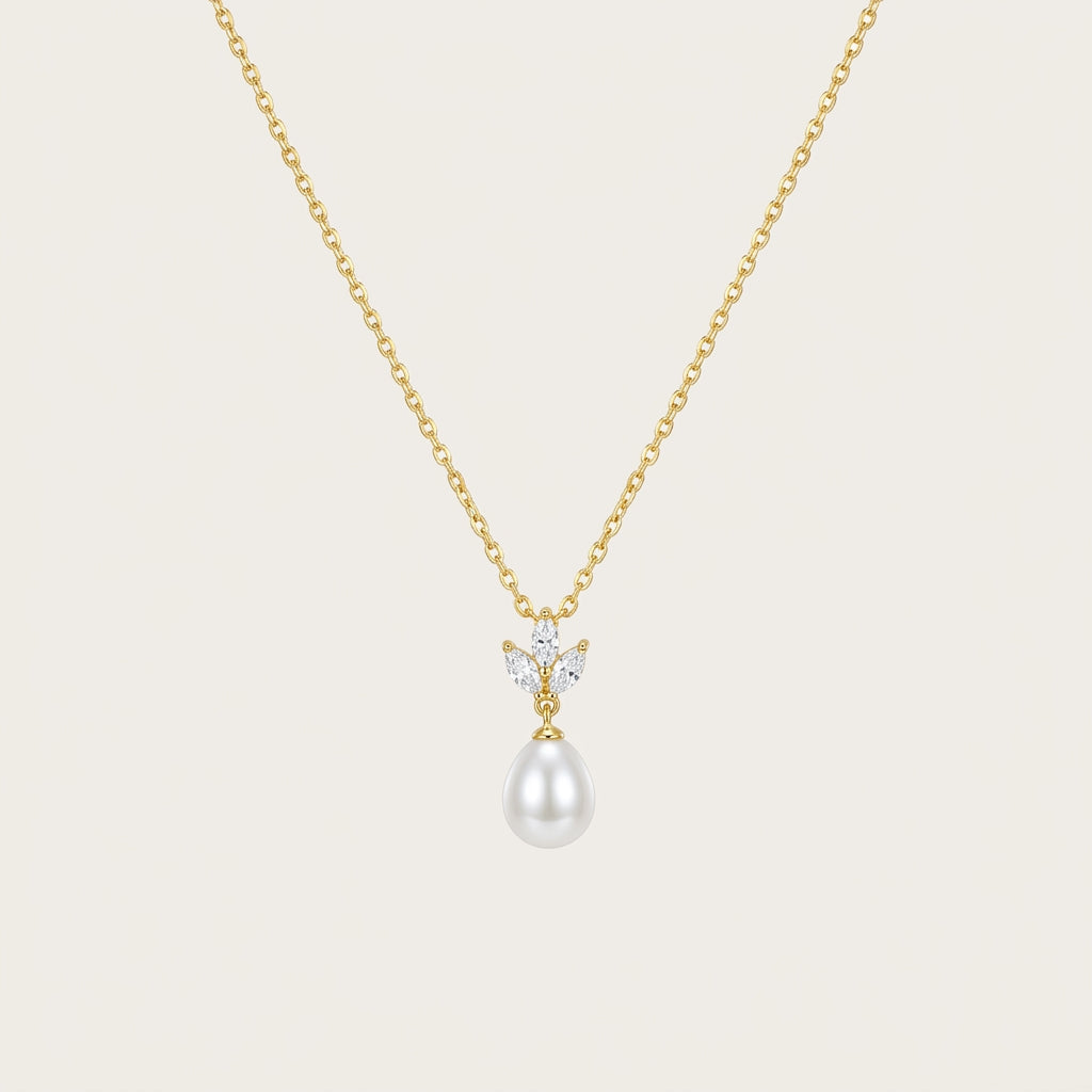 Pearl CZ Pendant Necklace