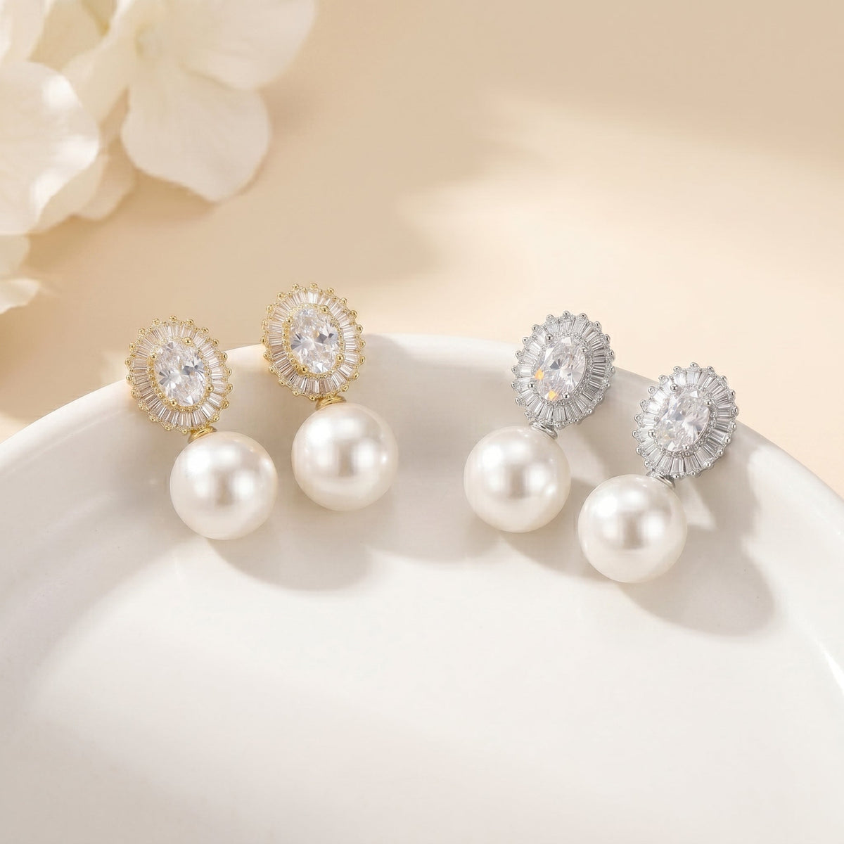 Natural Pearl Drop Earrings in 18K Gold Plated