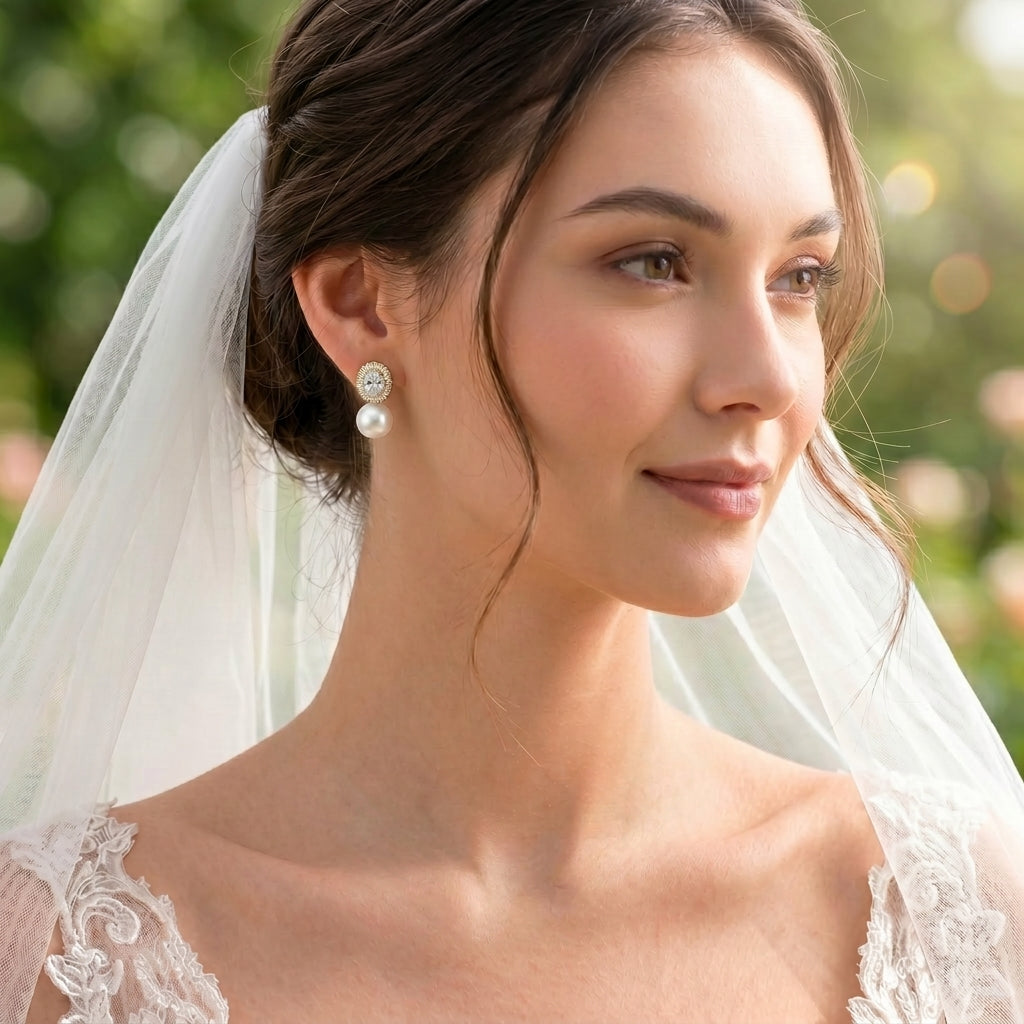 Natural Pearl Drop Earrings in 18K Gold Plated