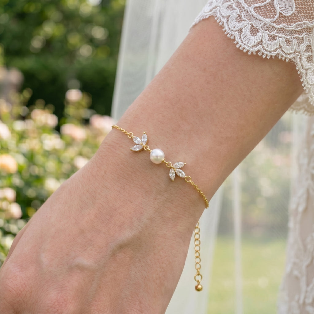 Freshwater Pearl & CZ Bracelet in Sterling Silver