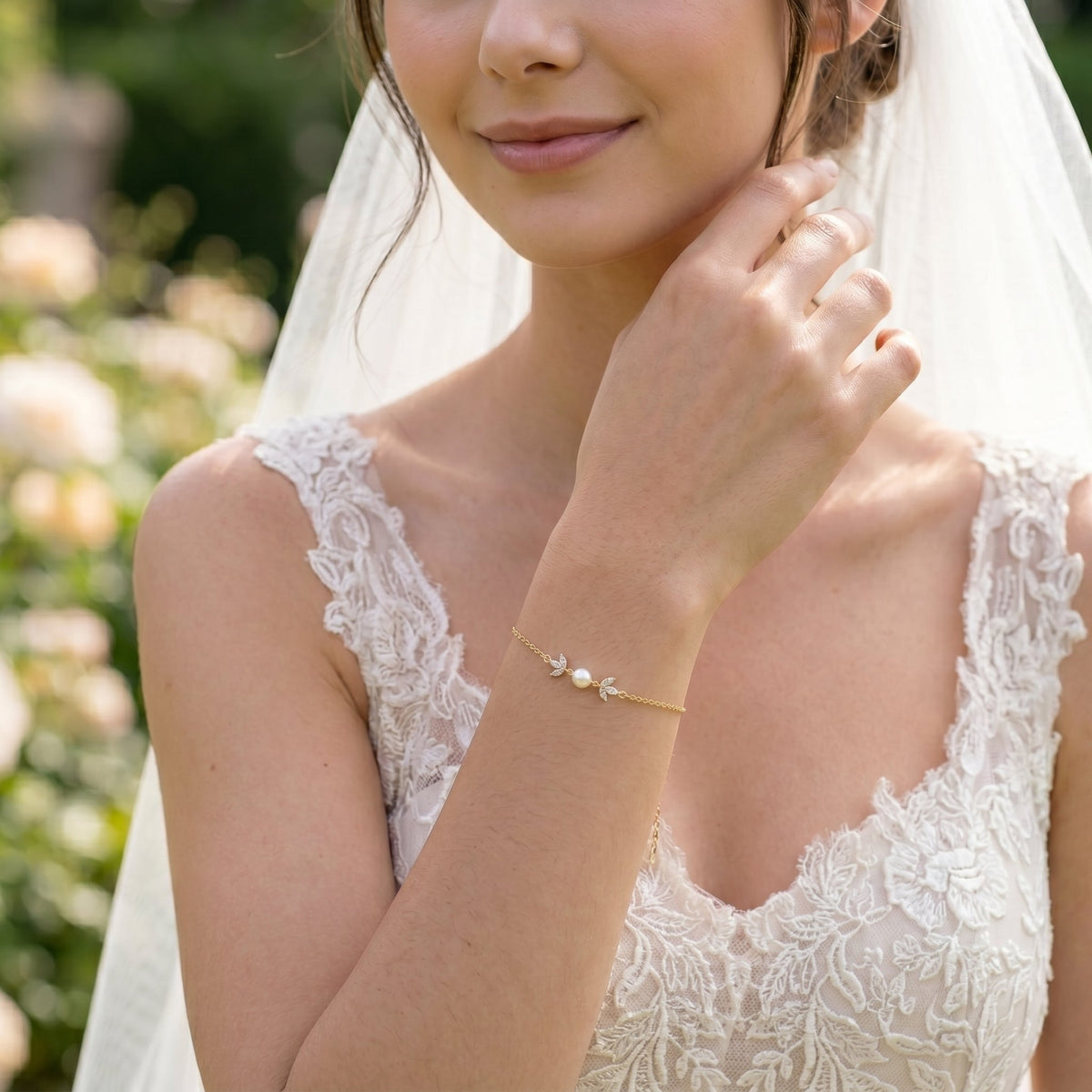 Freshwater Pearl & CZ Bracelet in Sterling Silver