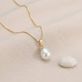 Freshwater Pearl Pendant Necklace with CZ in Sterling Silver