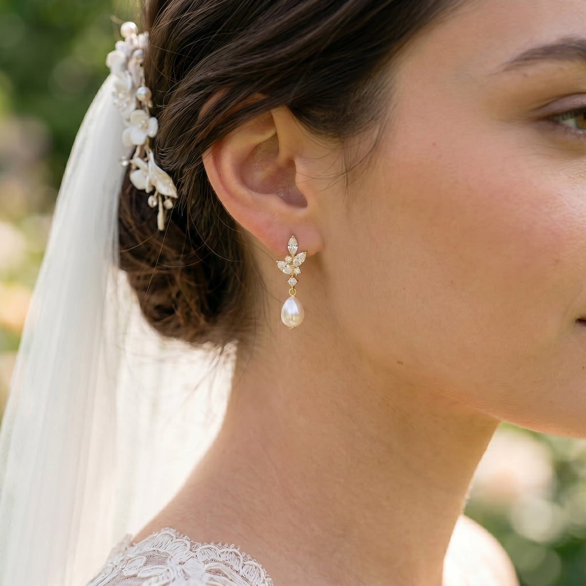 Dainty Pearl Drop Earrings in 18K Gold