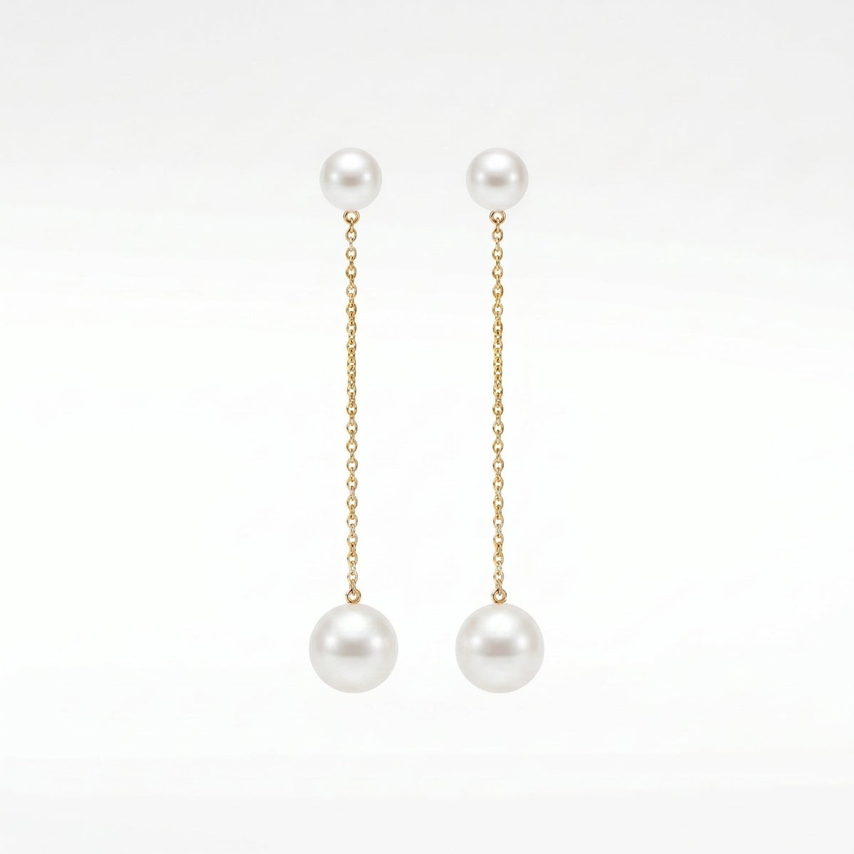 Freshwater Pearl Chain Drop Earrings in 14K Gold Plated | 925 Sterling Silver