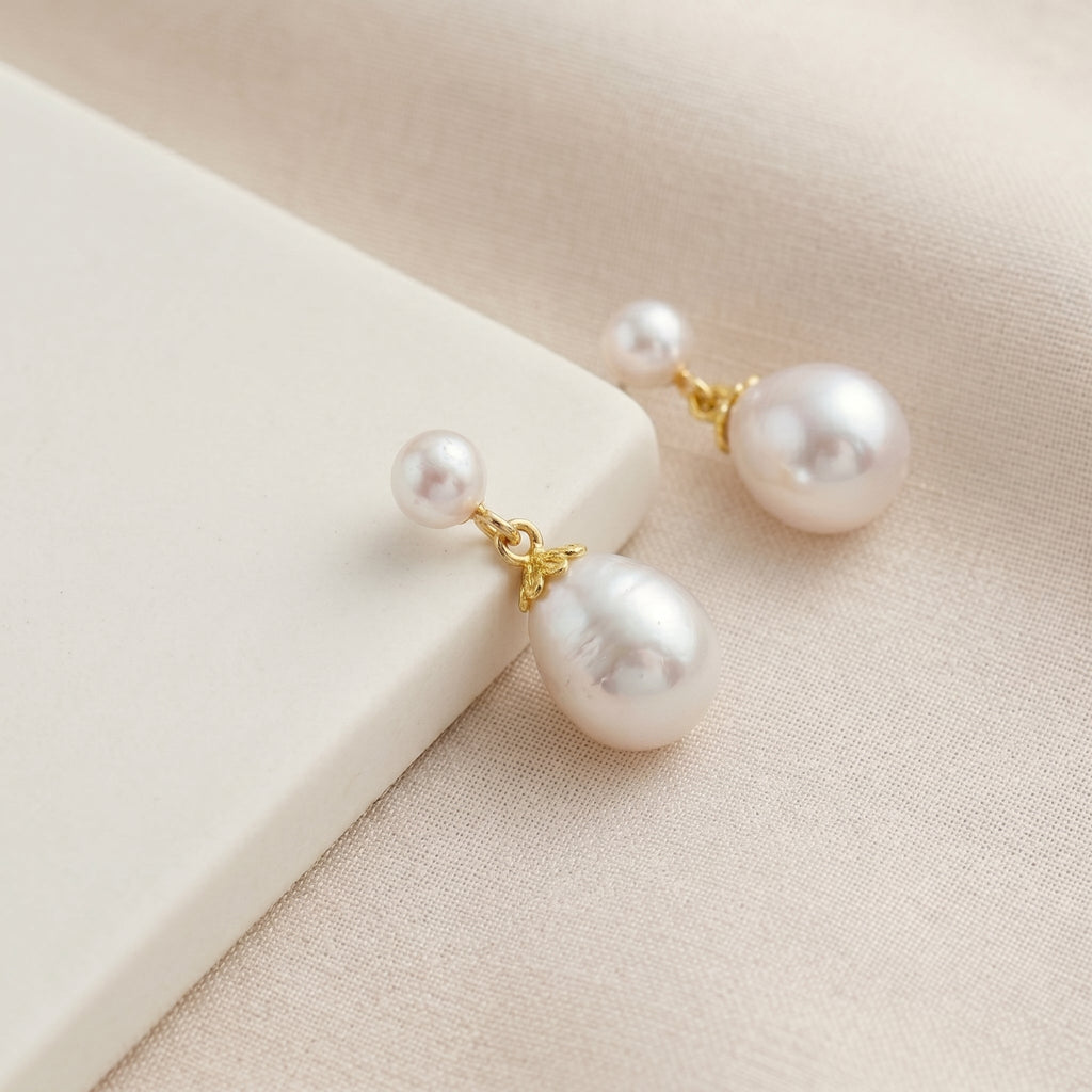 Freshwater Pearl Drop Earrings with Silver Post