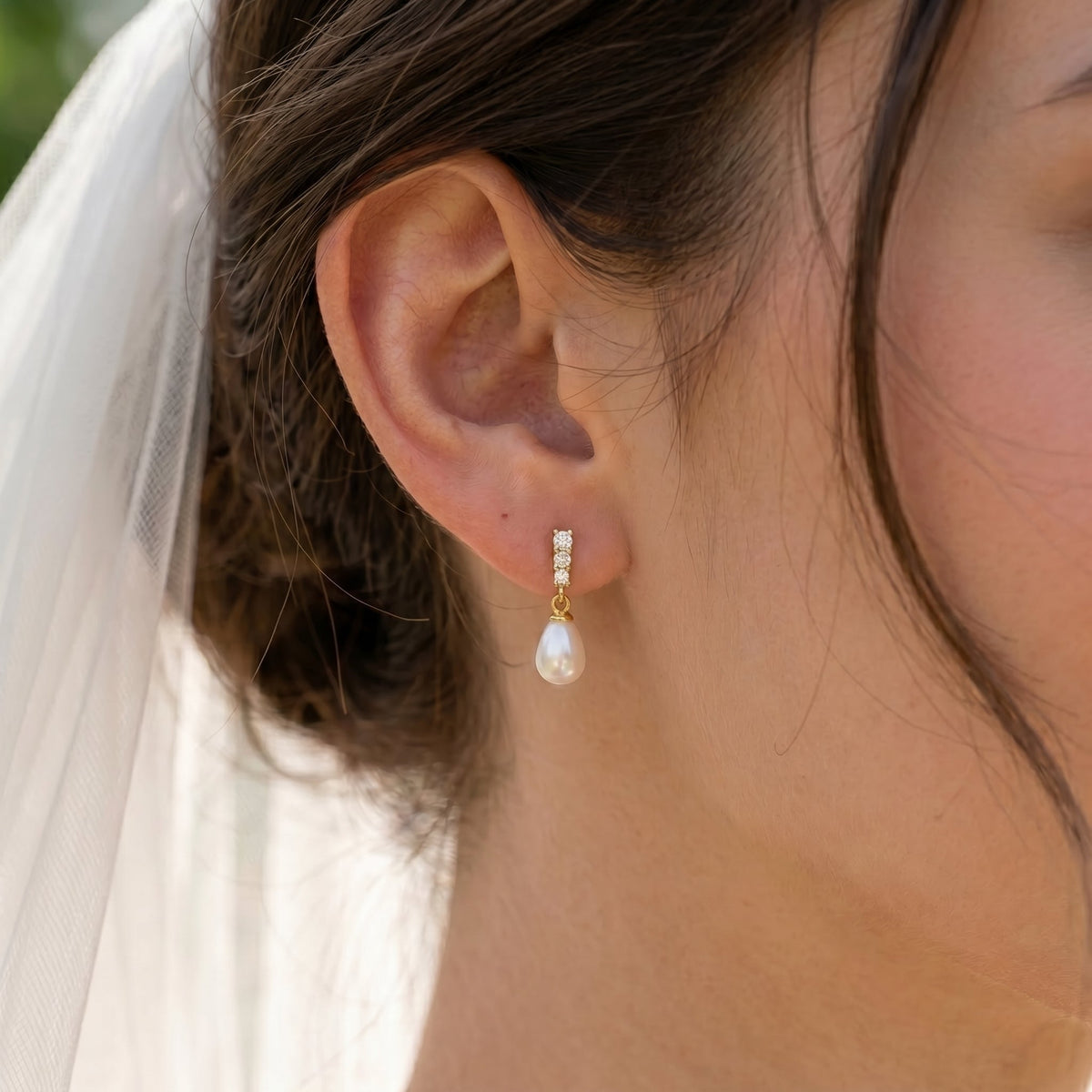 Freshwater Pearl Drop Earrings with CZ