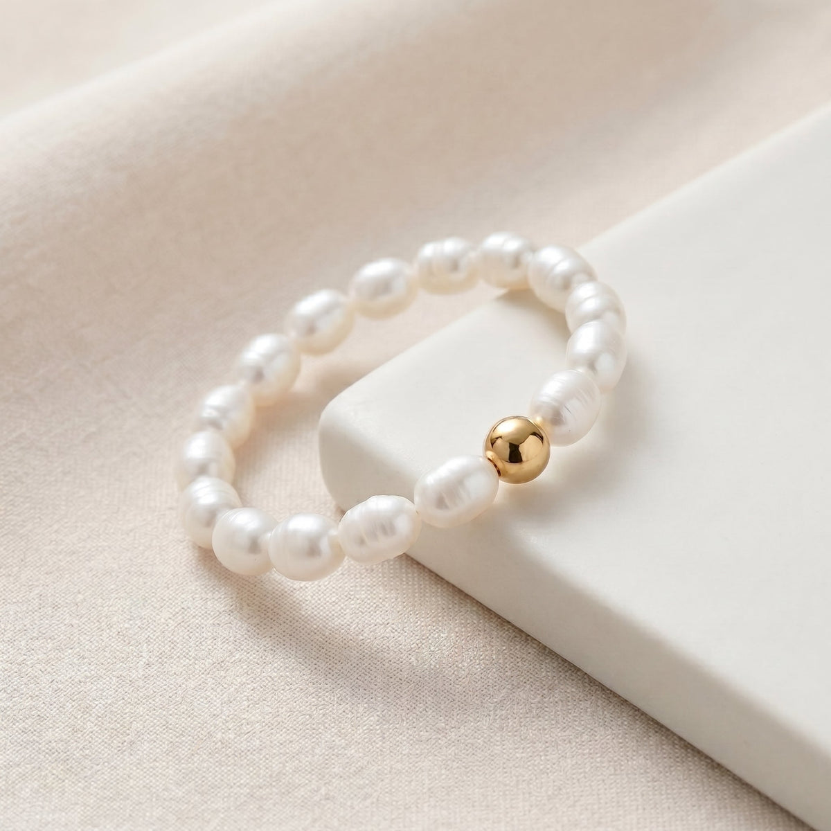 Freshwater Pearl Beaded Ring in Sterling Silver