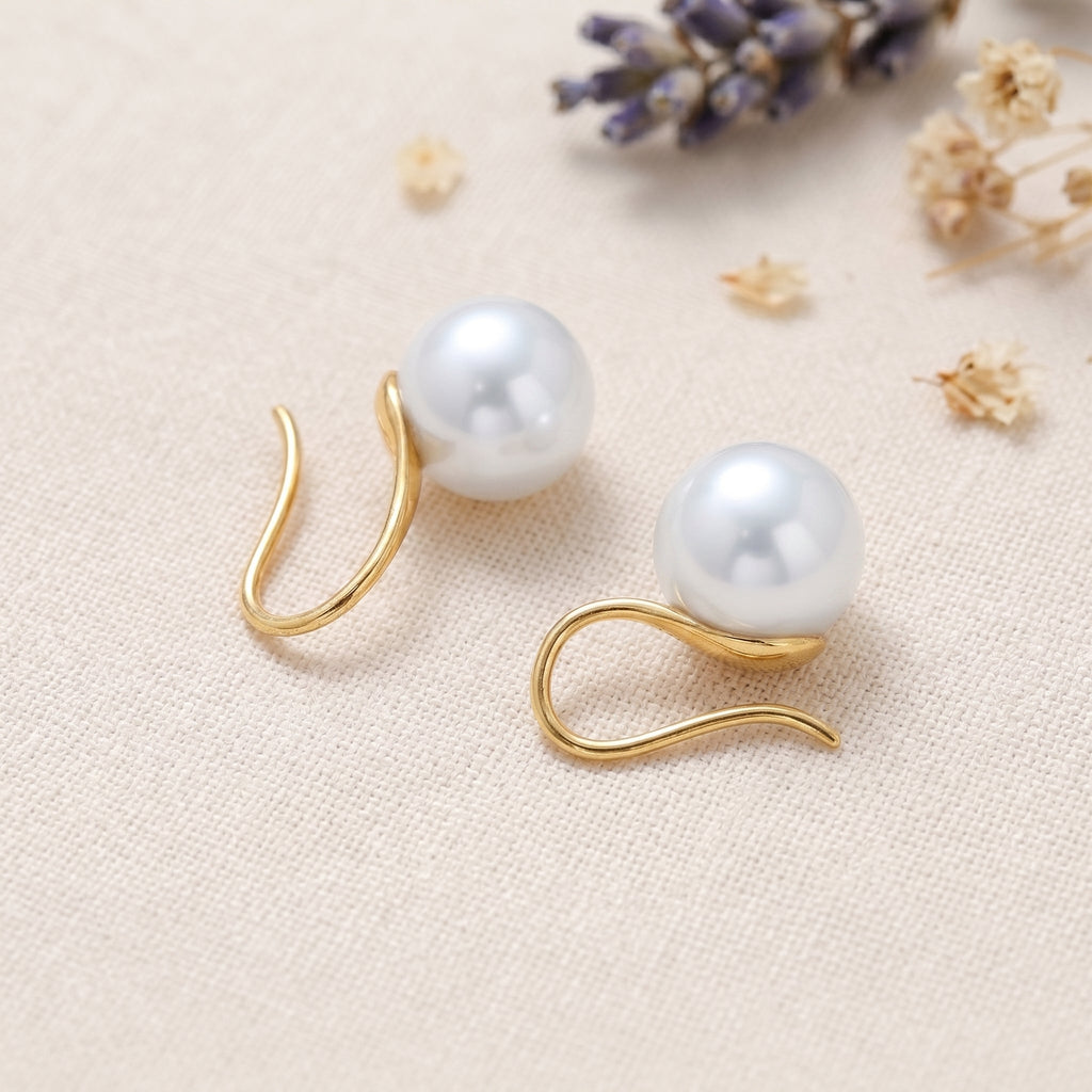 Freshwater Pearl Hoop Earrings with Silver