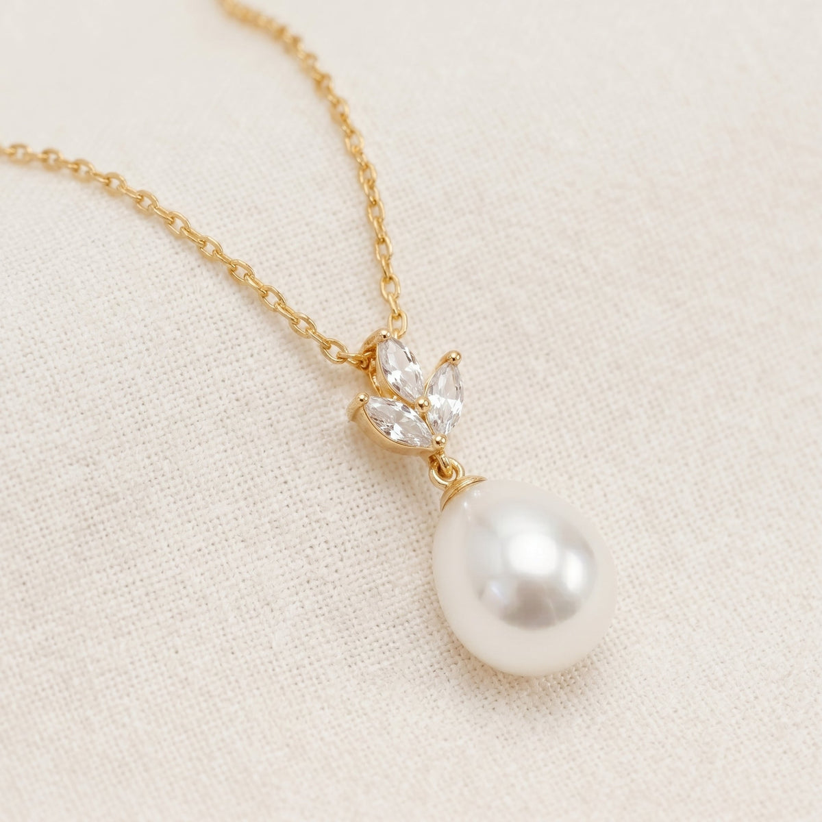 Pearl CZ Pendant Necklace