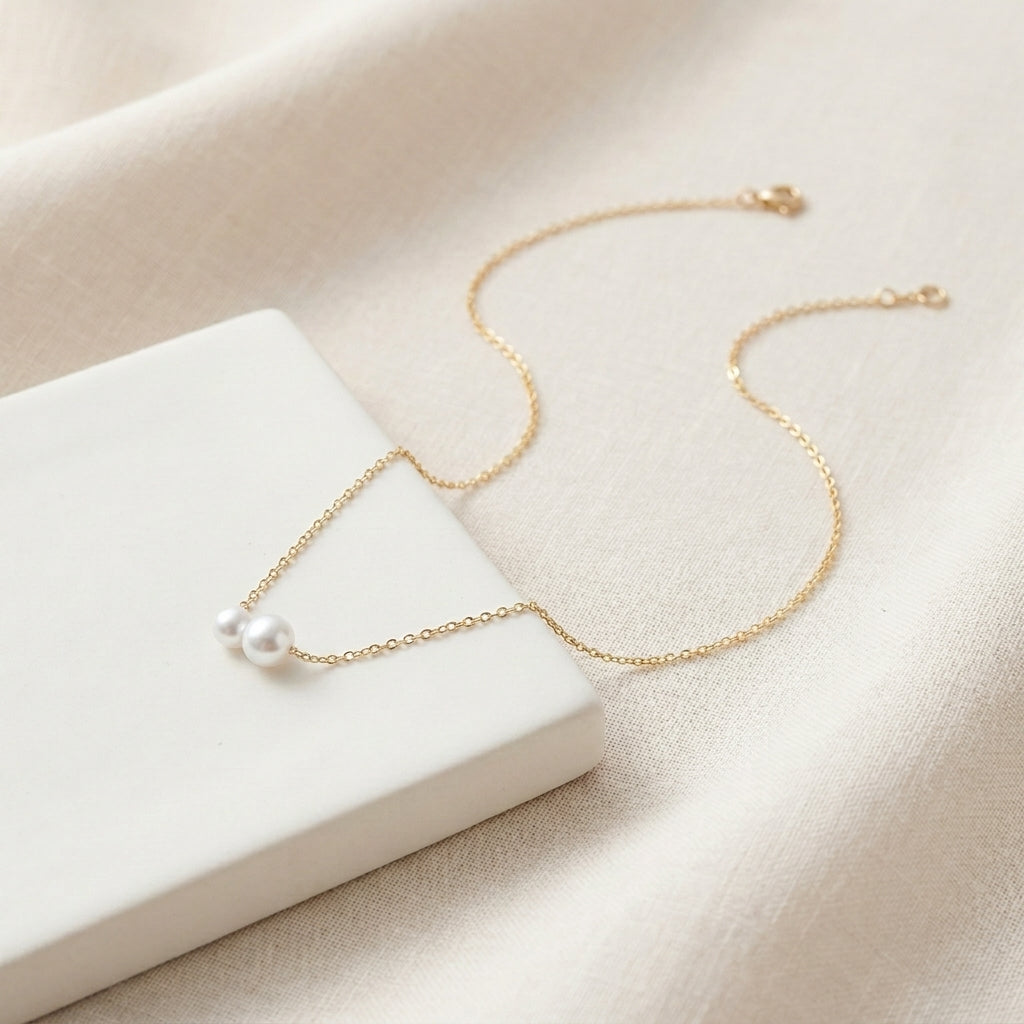 Double Freshwater Pearl Necklace in Sterling Silver