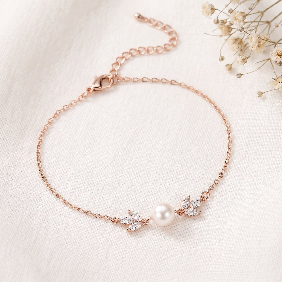 Freshwater Pearl & CZ Bracelet in Sterling Silver