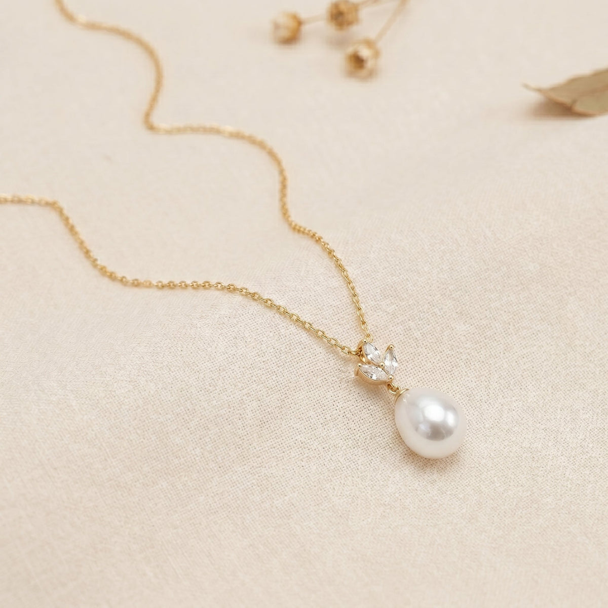 Pearl CZ Pendant Necklace