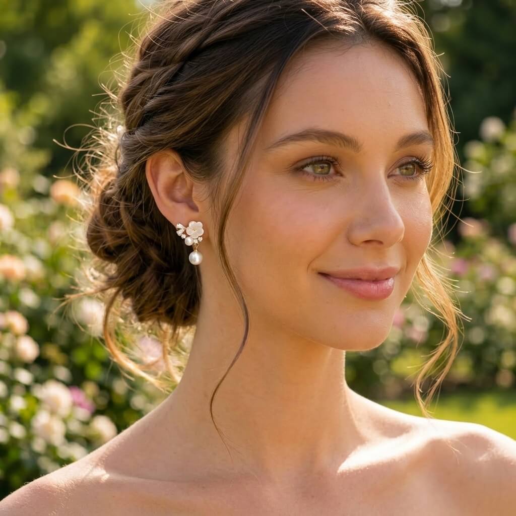 Floral Pearl Drop Earrings