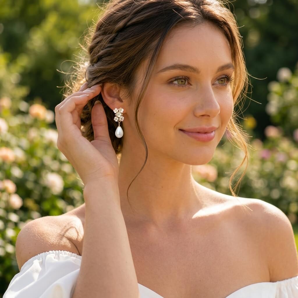 Floral Pearl Drop Earrings