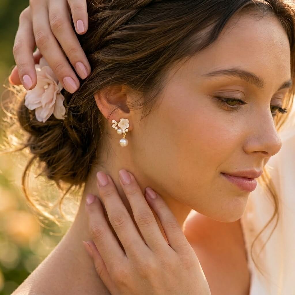 Floral Pearl Drop Earrings