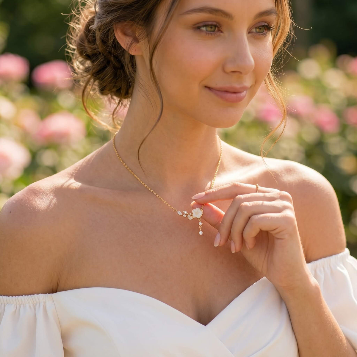 Floral CZ Drop Necklace