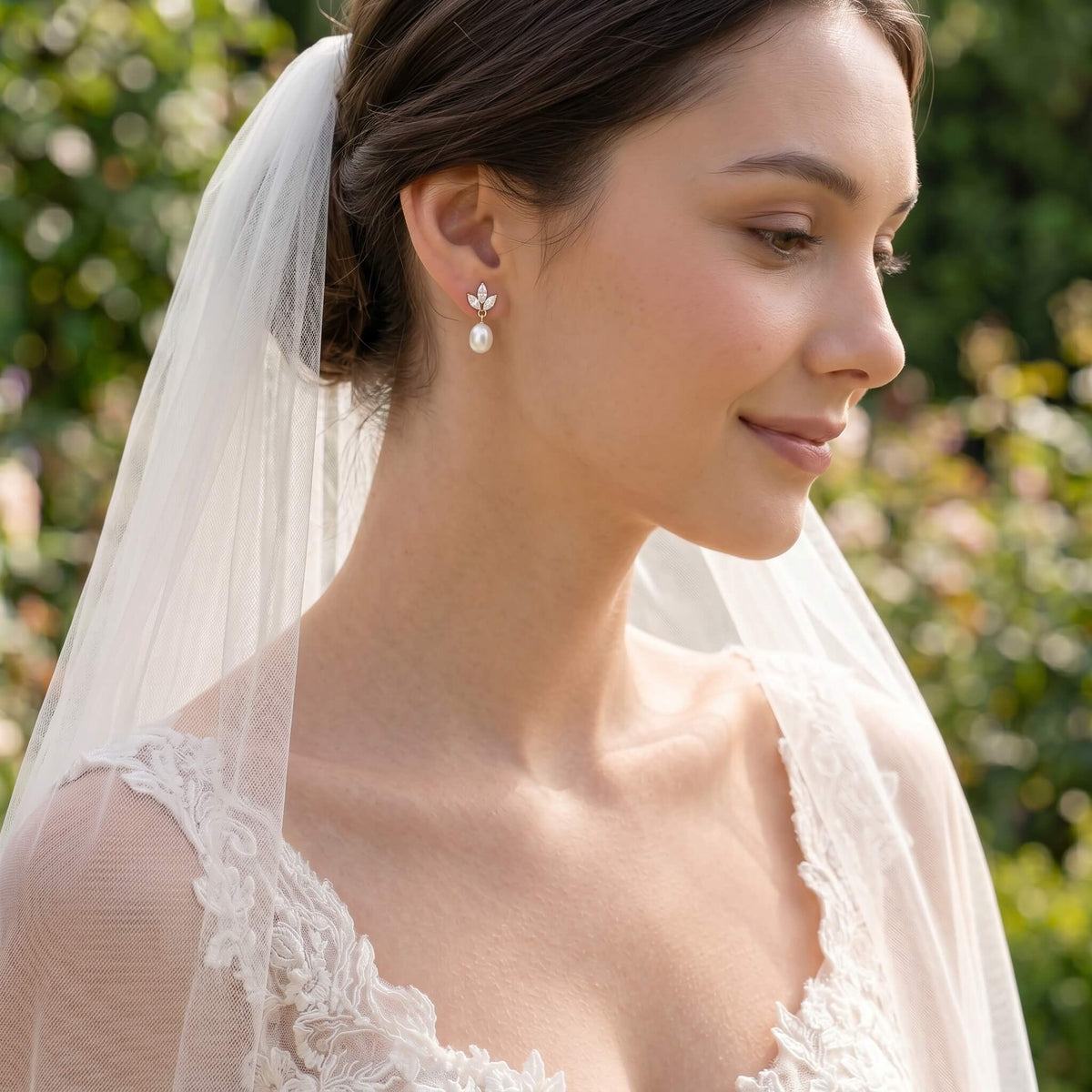Pearl CZ Drop Earrings