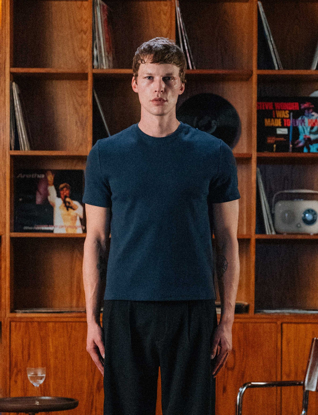 Bernard Ribbed T-Shirt, Navy