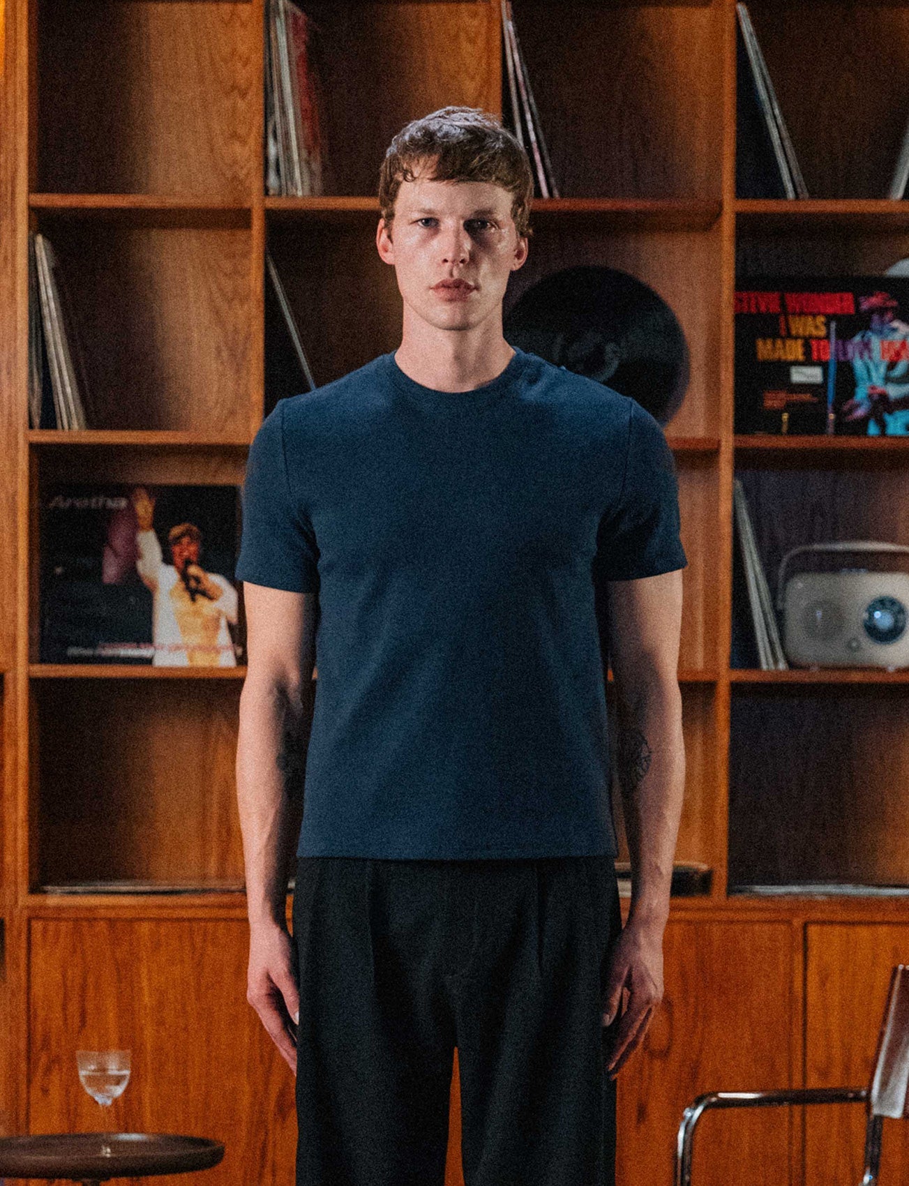 Bernard Ribbed T-Shirt, Navy