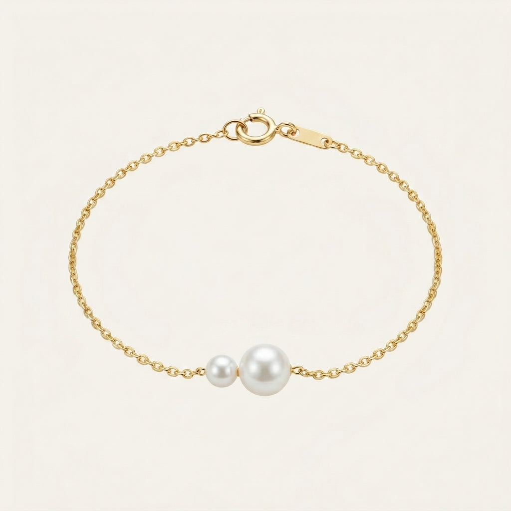 Double Freshwater Pearl Bracelet with Silver Chain