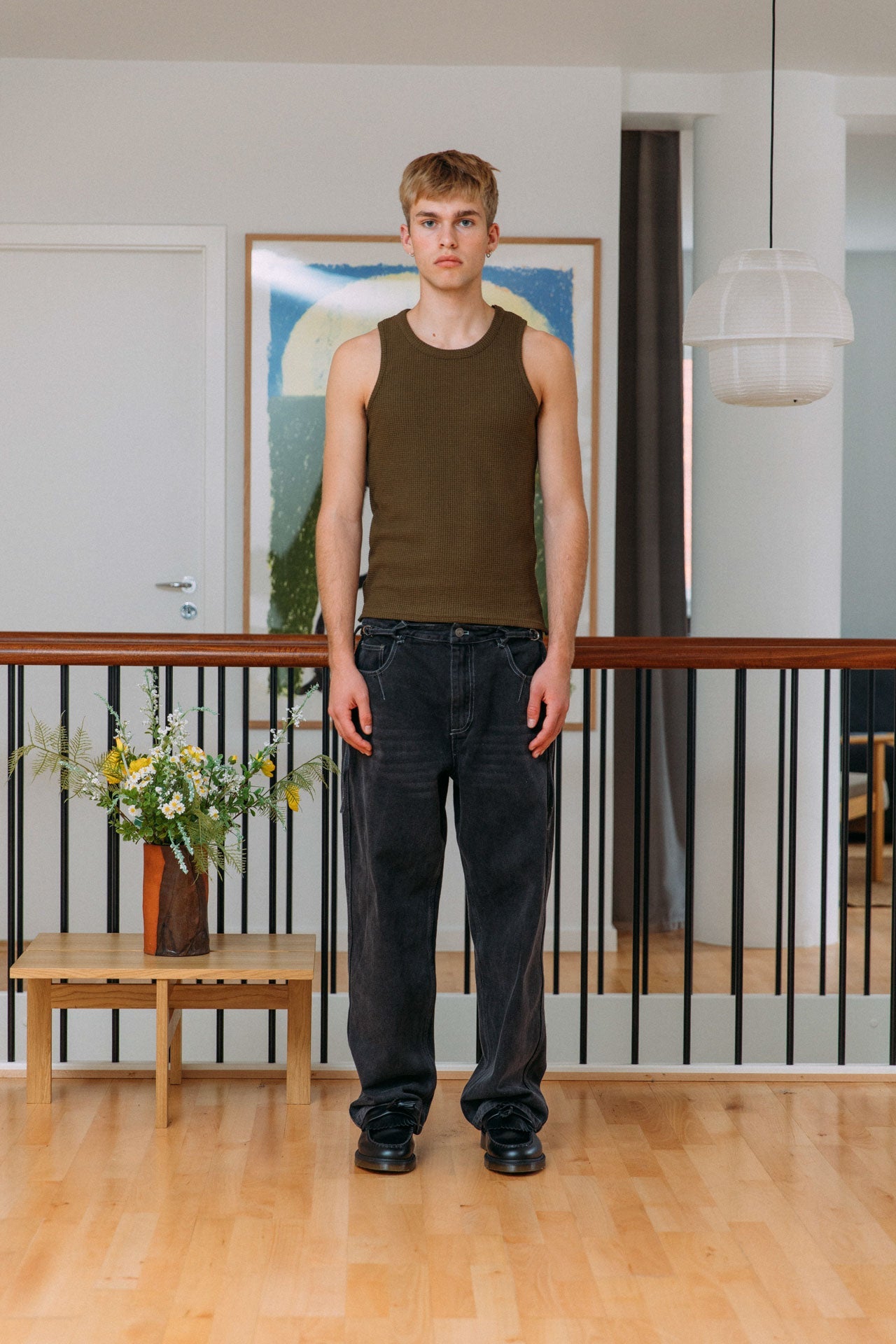 Andersen Waffle Tank, Khaki