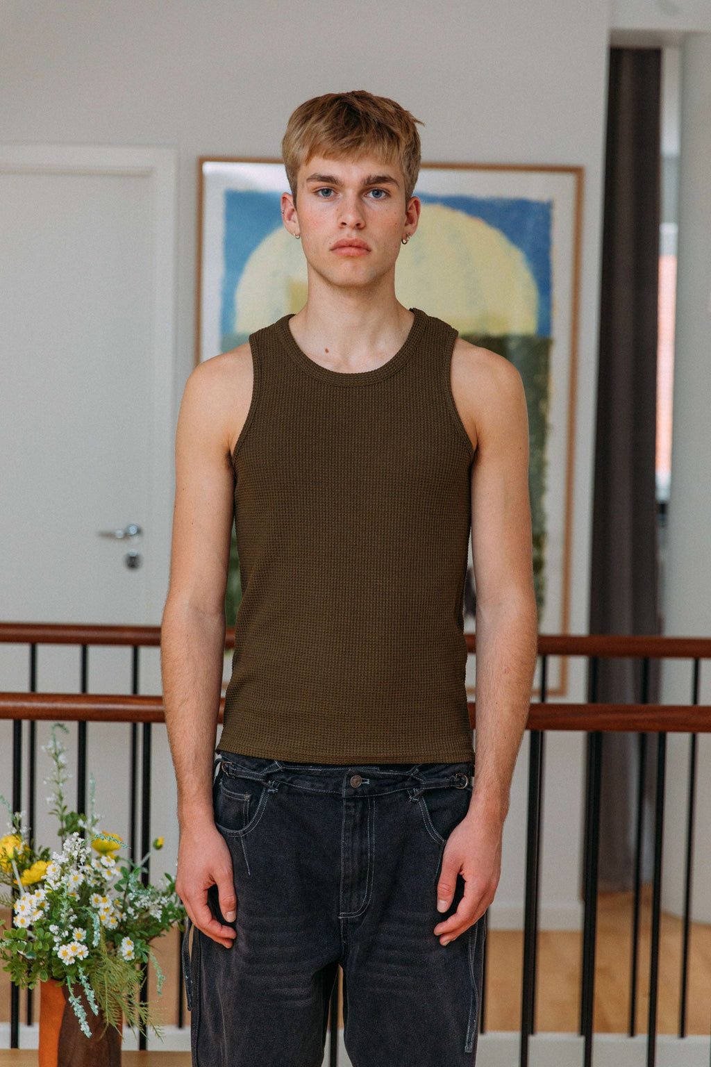 Andersen Waffle Tank, Khaki