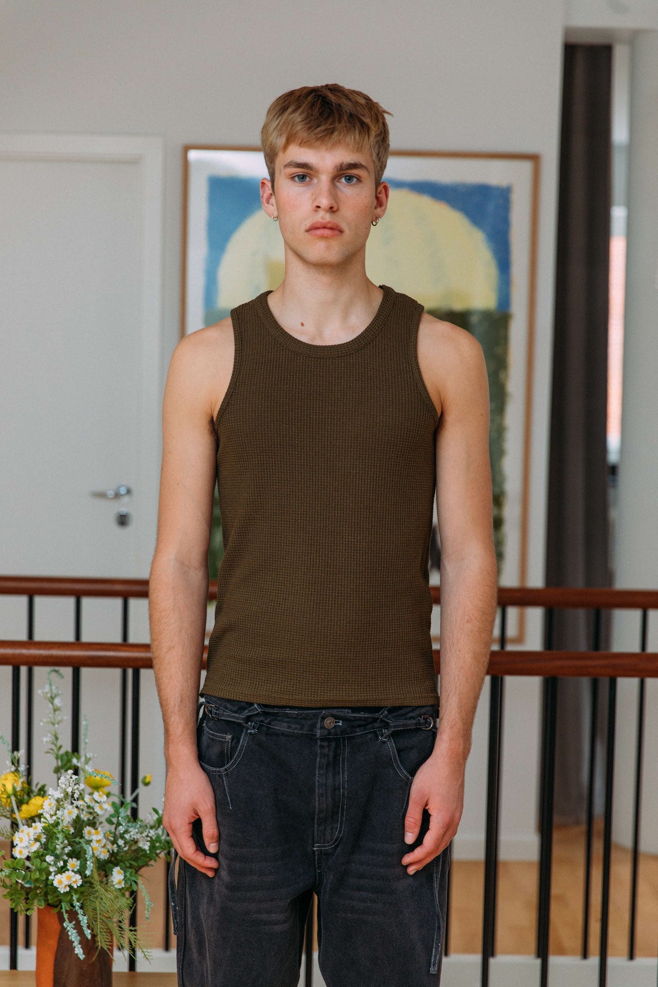 Andersen Waffle Tank, Khaki