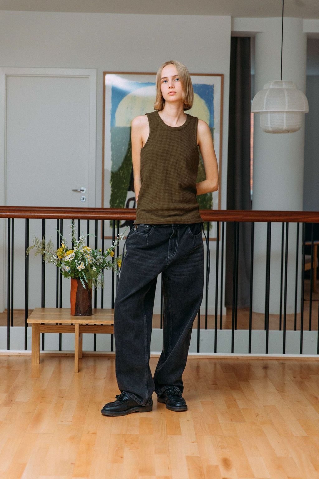 Andersen Waffle Tank, Khaki