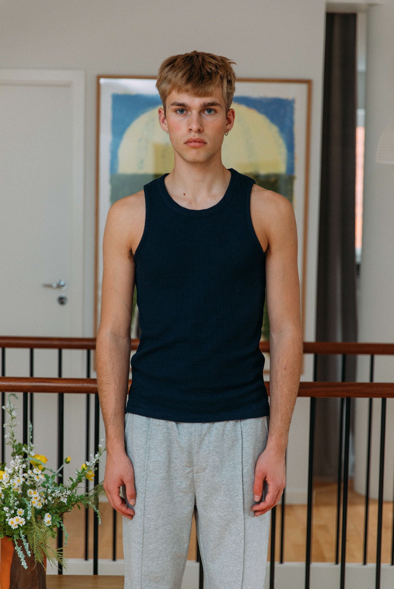 Andersen Waffle Tank, Navy