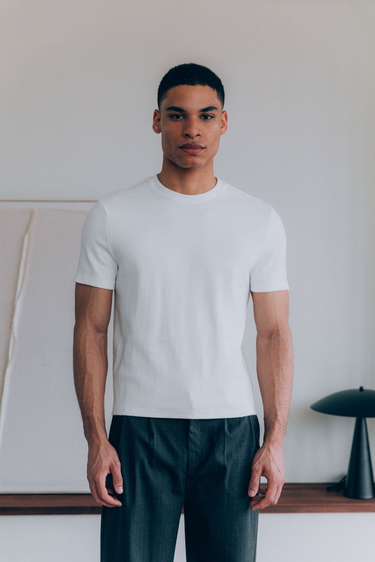 Bernard Ribbed T-Shirt, White
