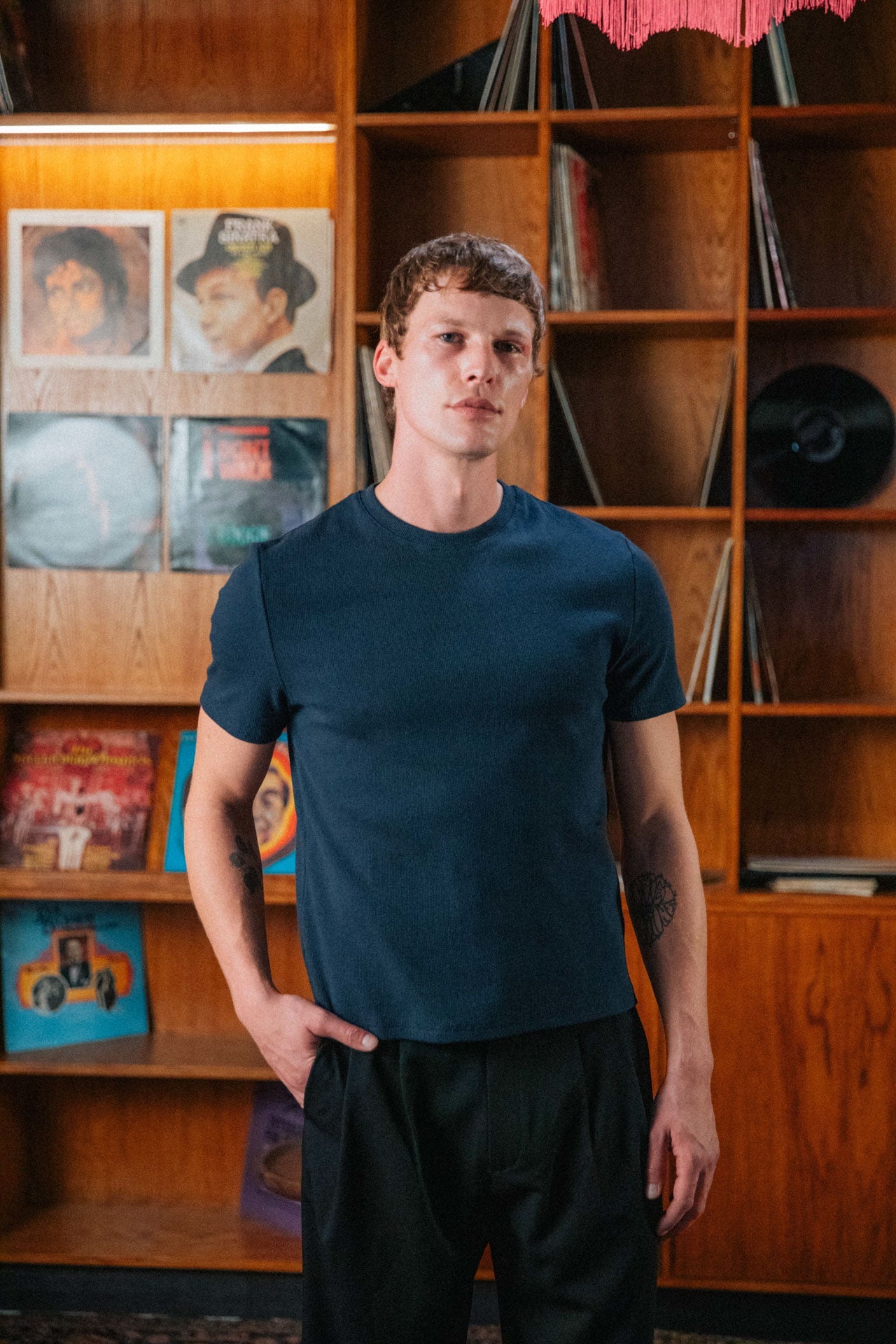 Bernard Ribbed T-Shirt, Navy