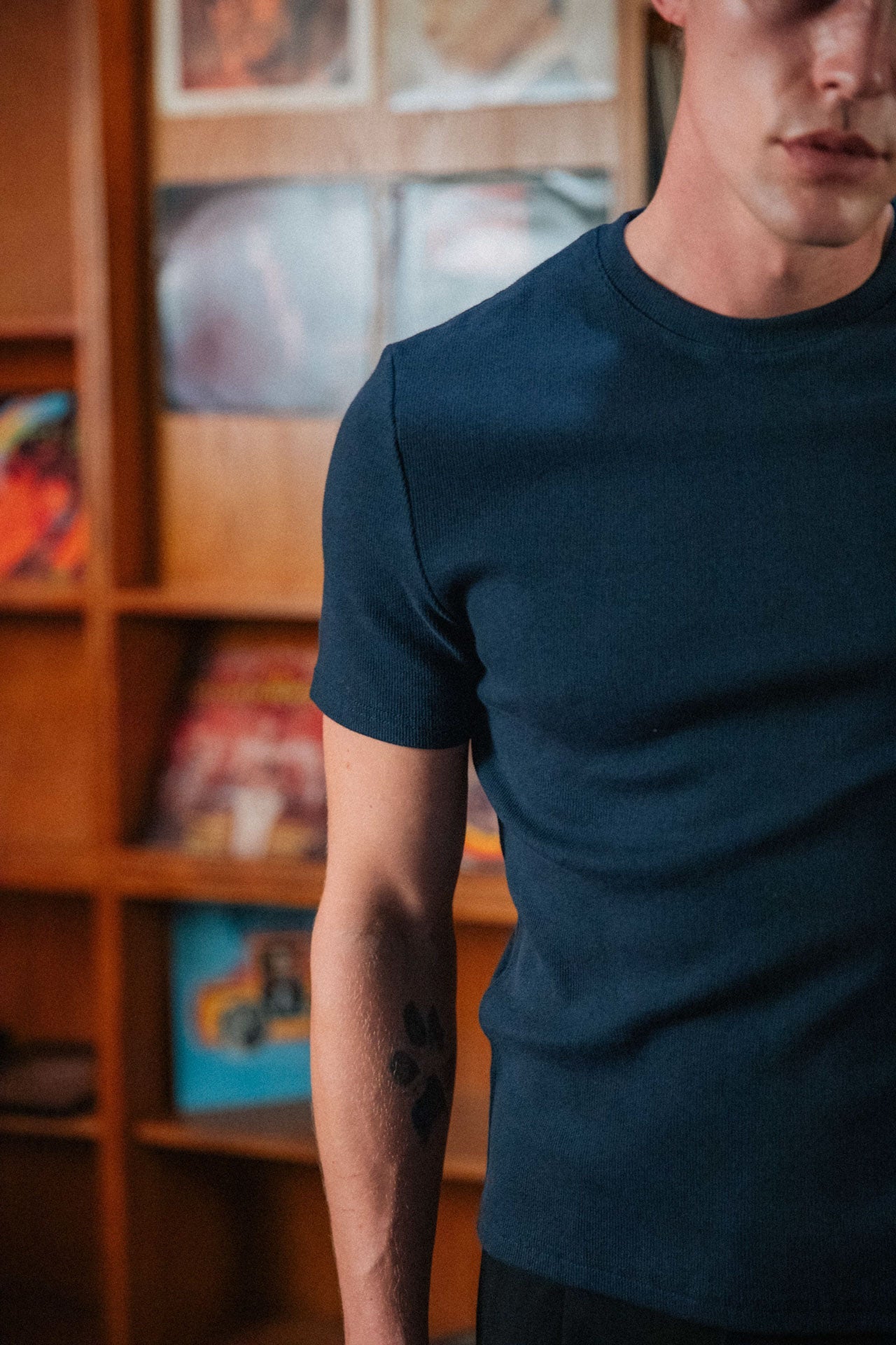 Bernard Ribbed T-Shirt, Navy