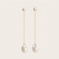 Baroque Pearl Chain Drop Earrings in Gold Plated | 925 Sterling Silver