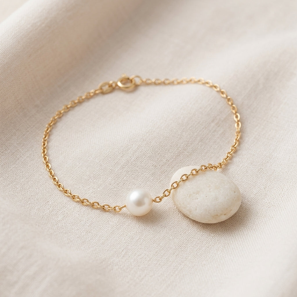 Freshwater Pearl Bracelet with Silver Chain