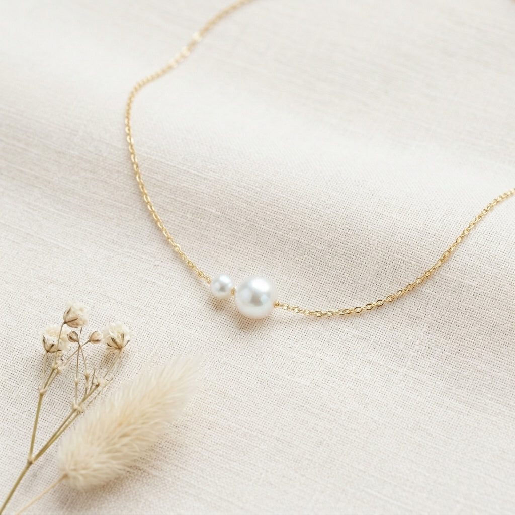 Double Freshwater Pearl Bracelet with Silver Chain