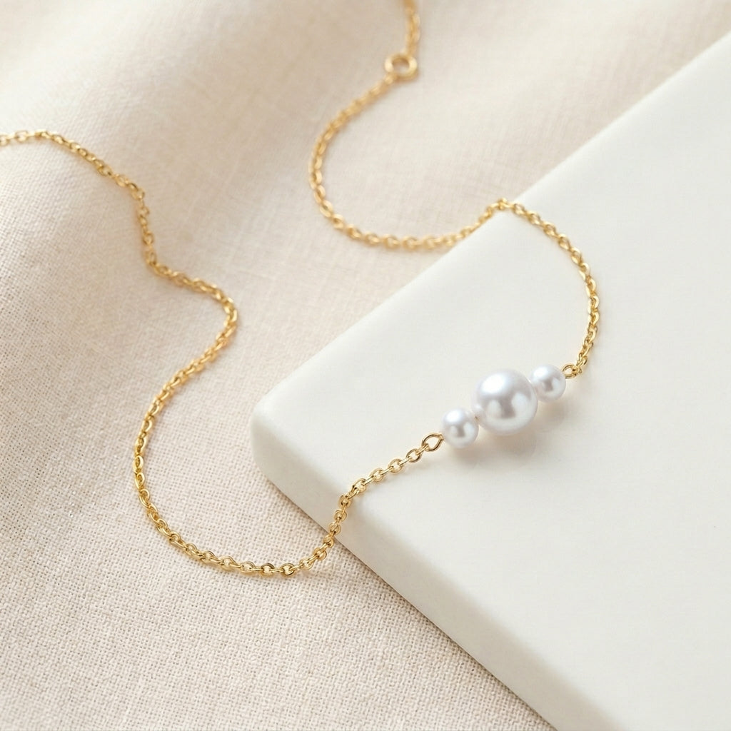 Triple Freshwater Pearl Bracelet with Silver Chain