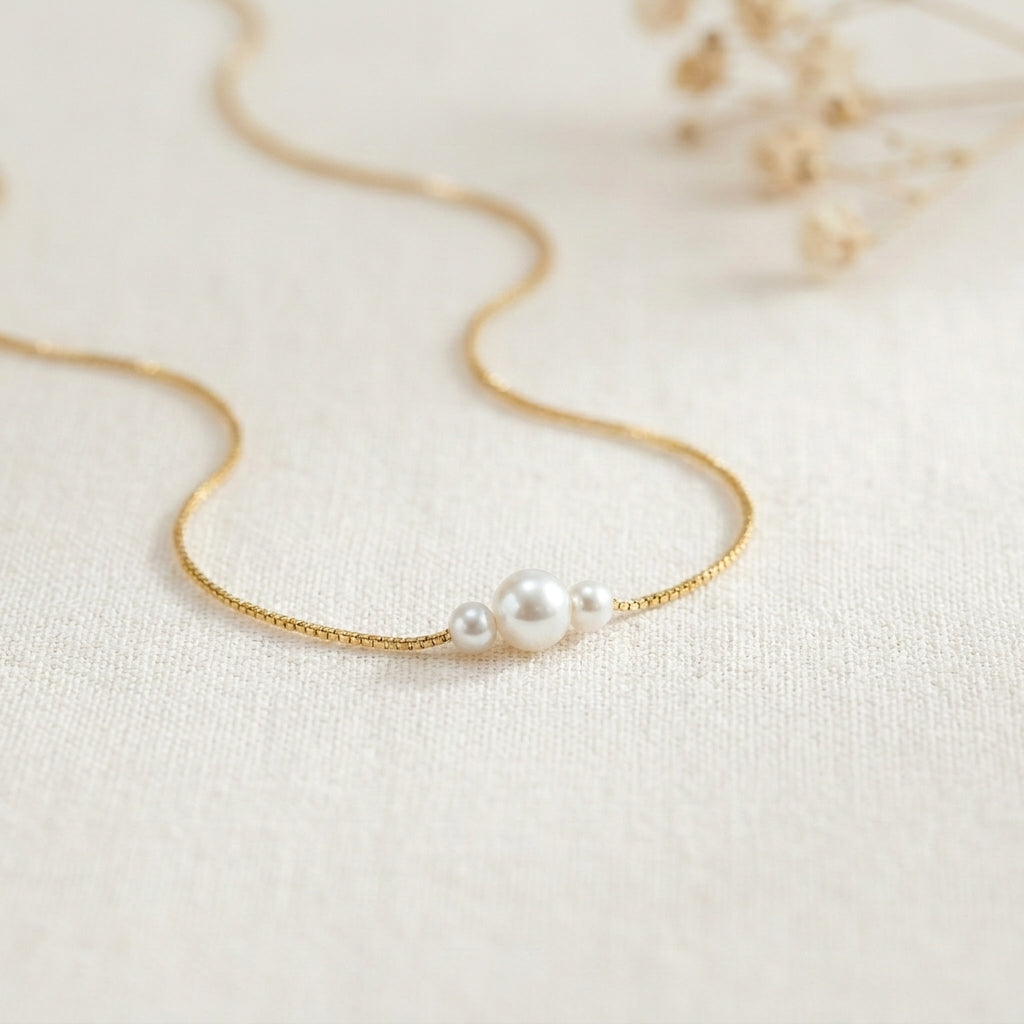 Triple Freshwater Pearl Necklace in Sterling Silver