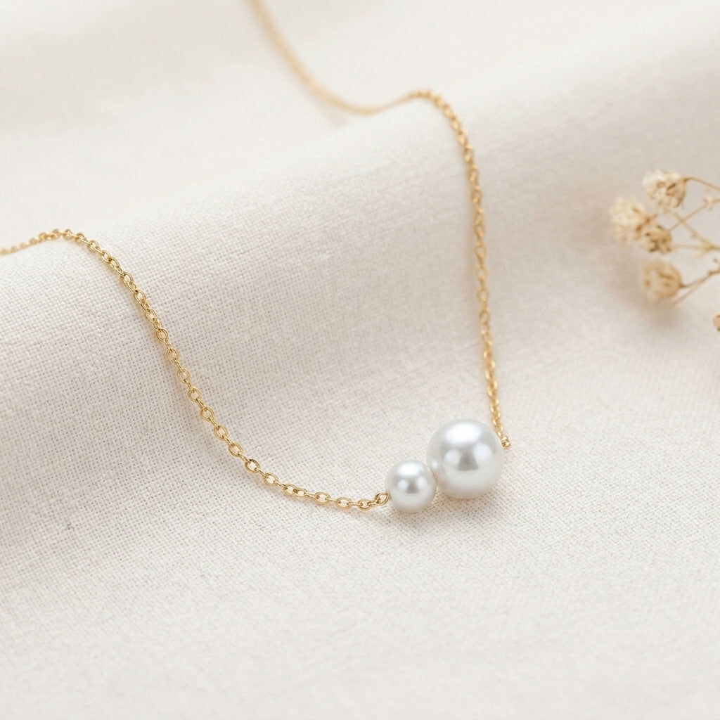 Double Freshwater Pearl Necklace in Sterling Silver