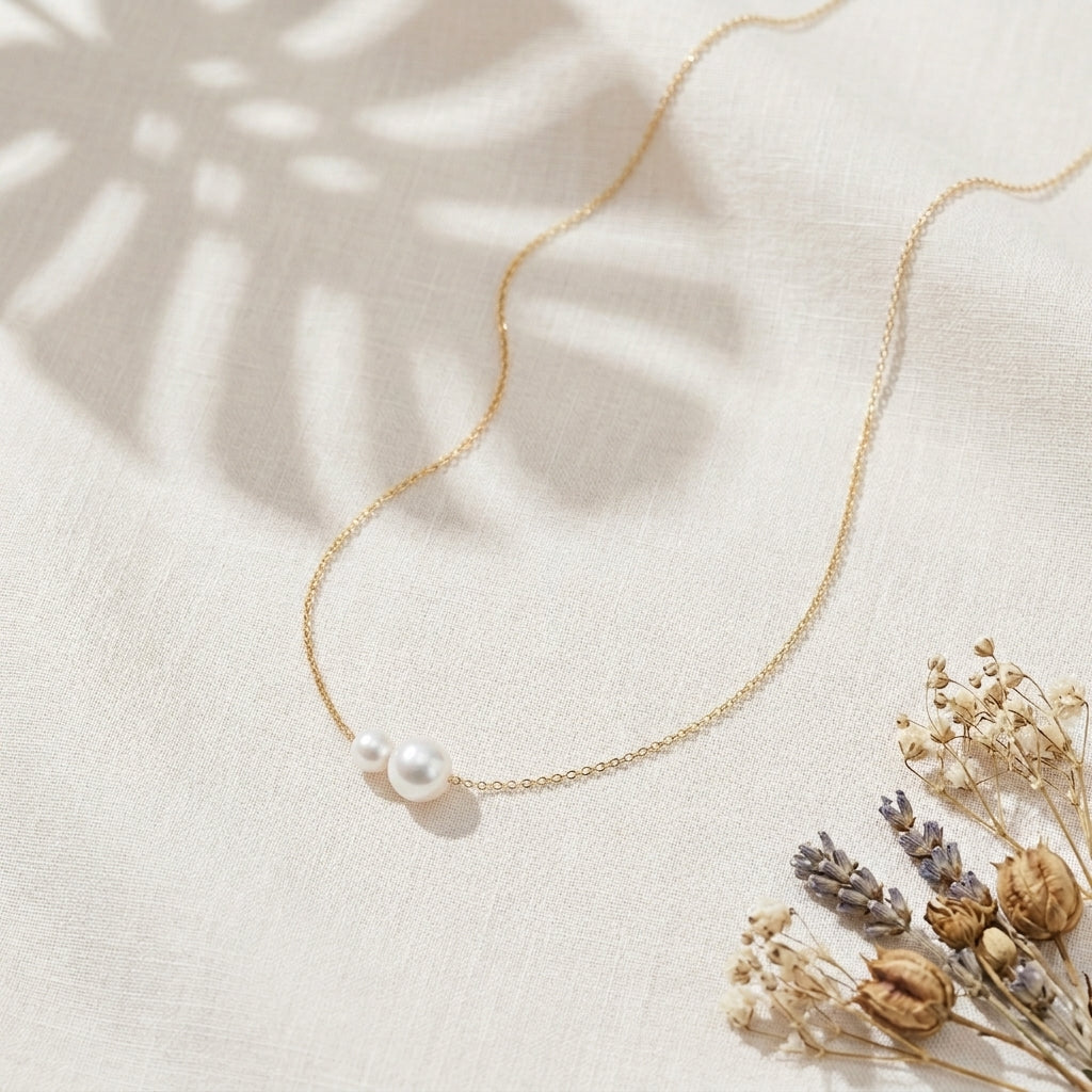 Double Freshwater Pearl Necklace in Sterling Silver