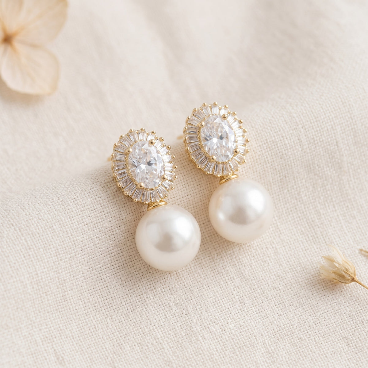 Natural Pearl Drop Earrings in 18K Gold Plated