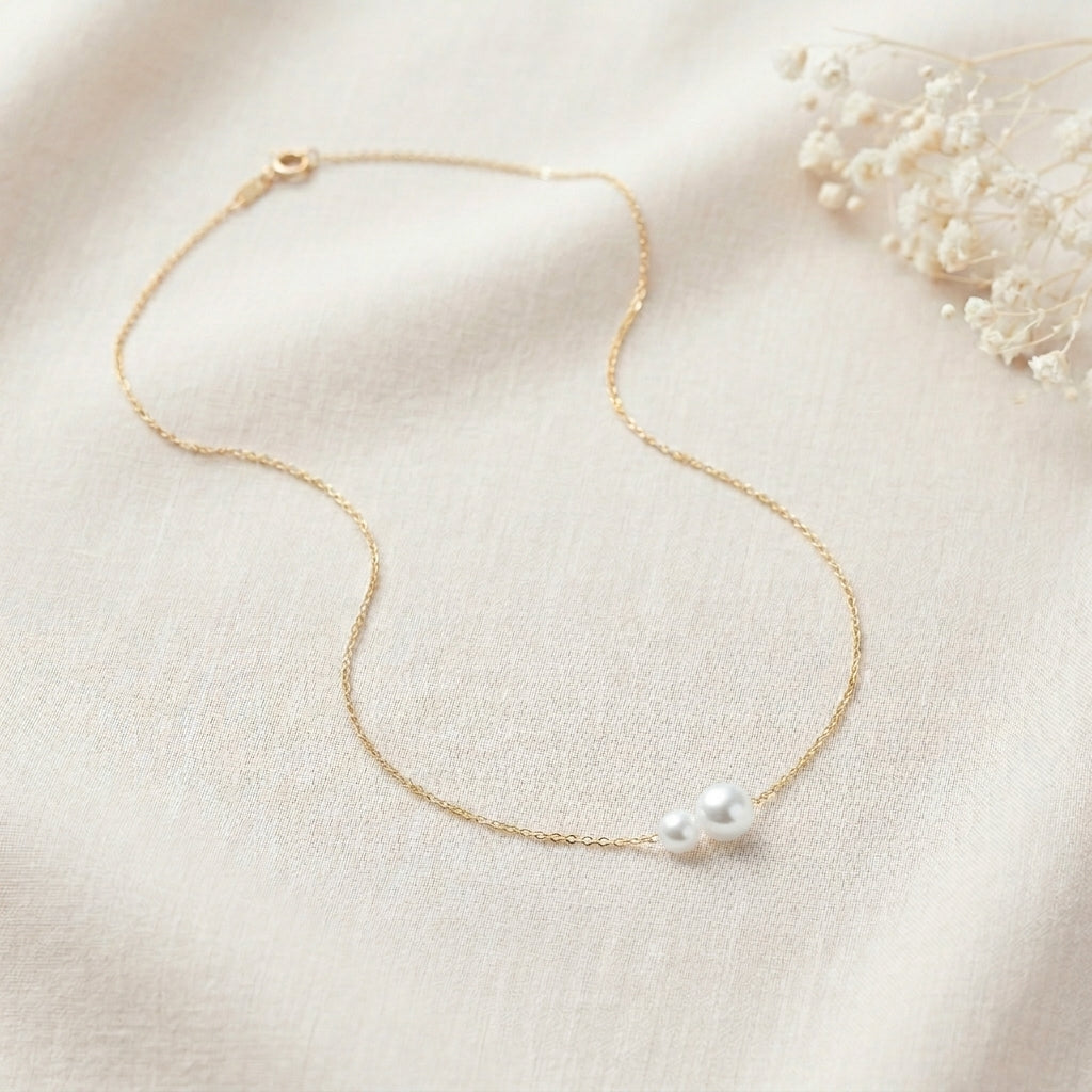 Double Freshwater Pearl Necklace in Sterling Silver